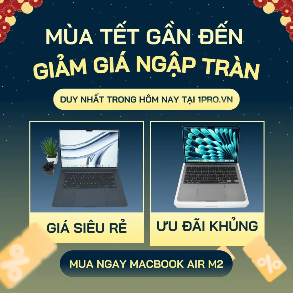 Macbook Air M2 màu Midnight trên bàn làm việc gỗ sồi